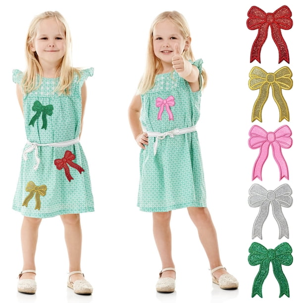 Parche de lazo de lentejuelas con purpurina para planchar | Aplique bordado brillante para sudaderas, chaquetas, bolsos, zapatos | Parches de tela para coser DIY | Accesorio decorativo | 6 x 4.7