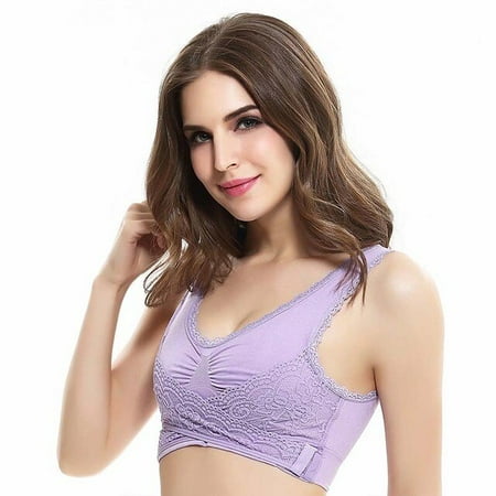 

QWZNDZGR M-3XL Women Underwear Sexy Lingerie Lace Solid Color Cross Side Buckle Wireless Push up Breathable Sleep Hot Bra