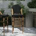 thumbnail image 6 of Merrick Lane Set of Two Stacking French Bistro Style Bar Stools with Black Textilene Seat and Bamboo Finished Metal Frame for Indoor/Outdoor Use, 6 of 12