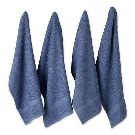 

15 x 26 in. Solid Vintage Stonewash Blue Waffle Terry Dishtowel - Set of 4