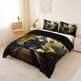 thumbnail image 3 of Castle Fairy Jungle Steam Train Queen Duvet Cover Set for Teens, Palm Tree Art Bedding for Bedroom, Black Green,Black Reversible,3-Piece,No Comforter, 3 of 6
