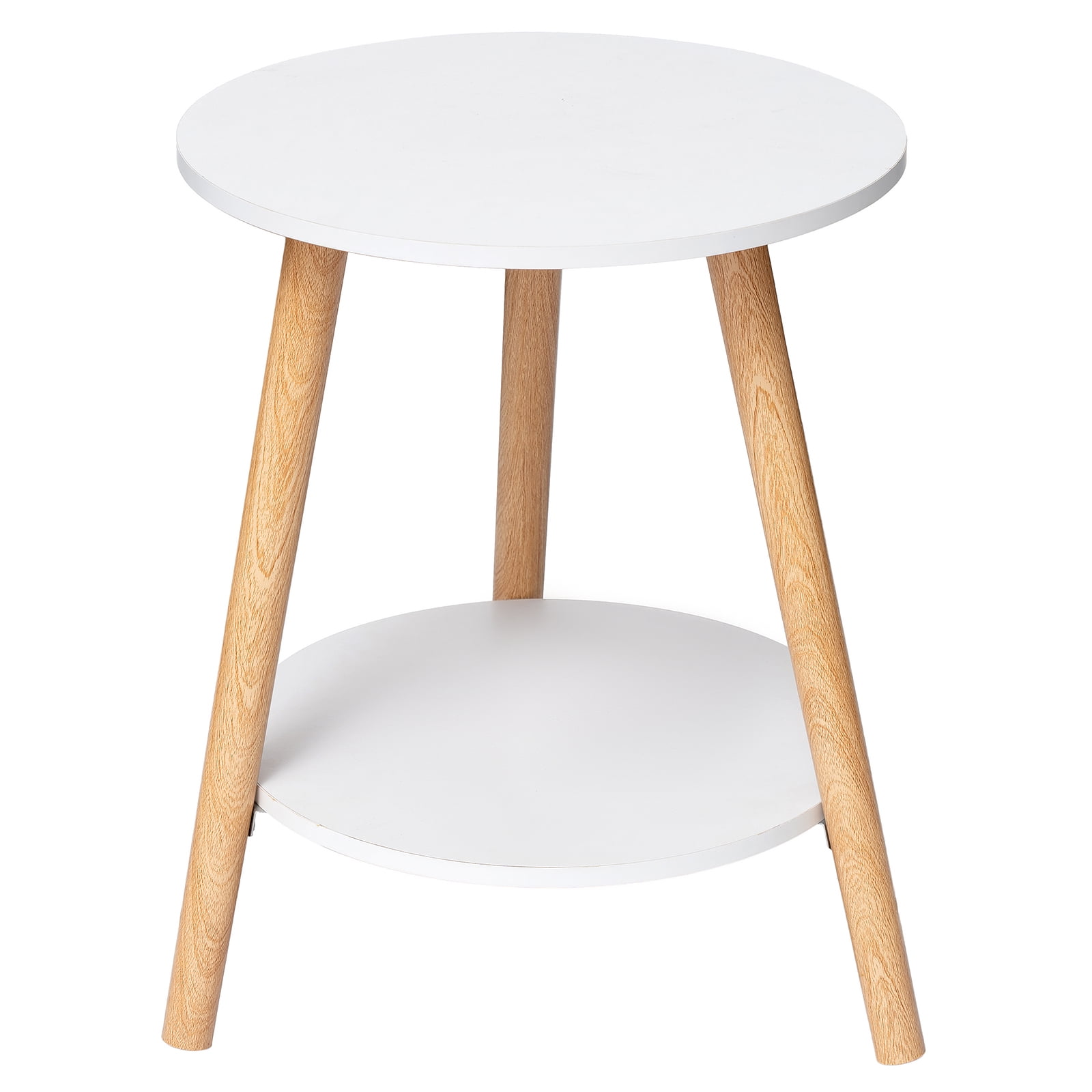 2 Tier End Table, HONEIER Side Table with Storage Shelf Small Bedside Table Night Stand for Living Room, Bedroom Entryway, White