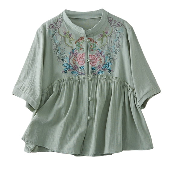 Womens Tops 3/4 Sleeve Button Loose Casual Blouse Summer Tops for Women