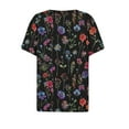 thumbnail image 5 of GaThRRgYP Womens Plus Size Tops Tunic Short Sleeve Shirts,Summer for Women Vacation Trendy V Neck Short Sleeve Shirts Casual Loose Spring Vintage Floral Print Comfy Tunic Clothes Black XXXL, 5 of 5