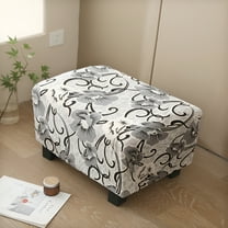 AUQ Printed Storage Ottoman Slipcover,Ottoman Cover,Stretch Stool Cover Footrest Sofa Slipcovers Rectangle Footstool Protector Covers 24-25.6in
