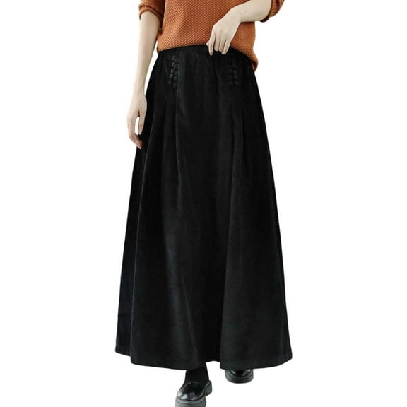 Angala Corduroy Skirt For High Waist Flowy A Line With Pleated Detail Comfortable Soft Fabric Versatile Casual And Dressy Outfits Beautiful Stylish Women's Skirt