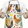 thumbnail image 2 of White Chicken Colorful Spot Pattern Apron-Garden Aprons for Women with Pockets-Cotton Linen Waterproof Kitchen Cooking Gardening Aprons Adjustable for Kitchen,Cooking,BBQ and Salon 33x27 Inch, 2 of 7