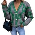 thumbnail image 2 of Suéteres Tipo Cárdigan de Punto Grueso para Mujer, Informales, Abiertos, con Botones, para Invierno, y Otoño Gris L, 2 of 10