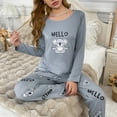 thumbnail image 6 of SUYIDA Women'S Winter Pajamas,Soft Long Sleeve Pajama Set Cozy Loungewear Two Piece Outfit Round Neck Sleepwear Nightwear Stretch Fabric Home Relaxation Wear - Blue, 6 of 6