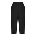 thumbnail image 4 of Audhol Capri Pants for Women, Pants for Women Elastic Waisted Summer Yoga Work Cropped Trousers with Pockets Womens Yoga Pants Black L, 4 of 7