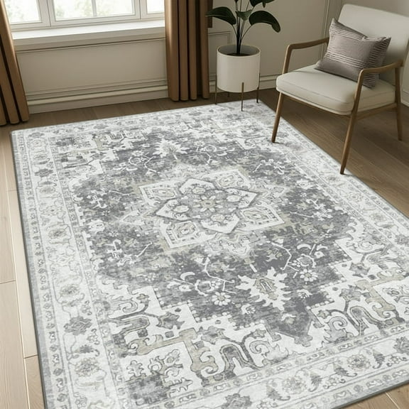 KUETH 5'x7' Area Rugs for Living Room, Ultra Thin Indoor Machine Washable Rugs for Bedroom Dining Room