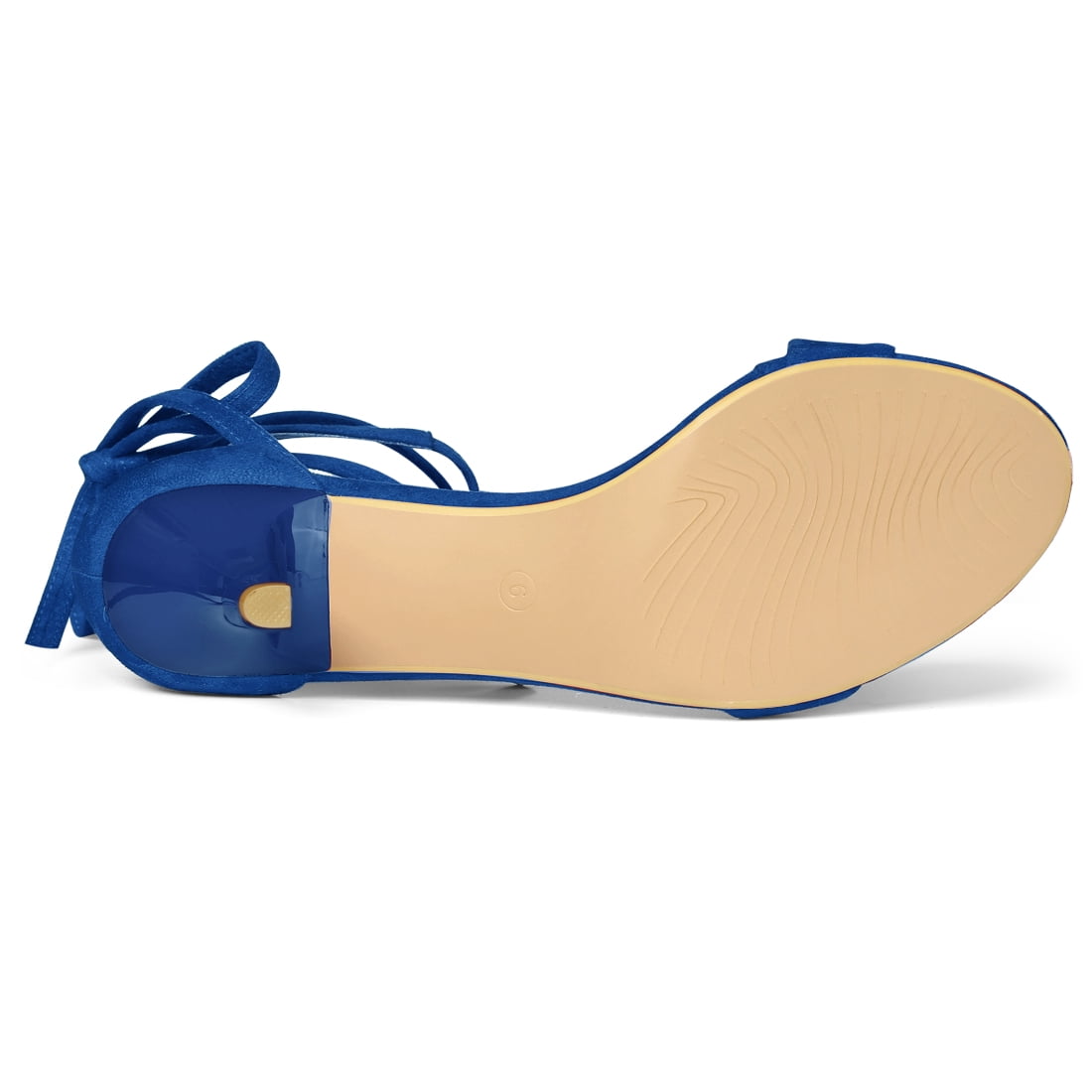 DARING DIVA Women's Casual Stylish Lace Up Black Sandals with Kitten Heel Royal Blue 7.5