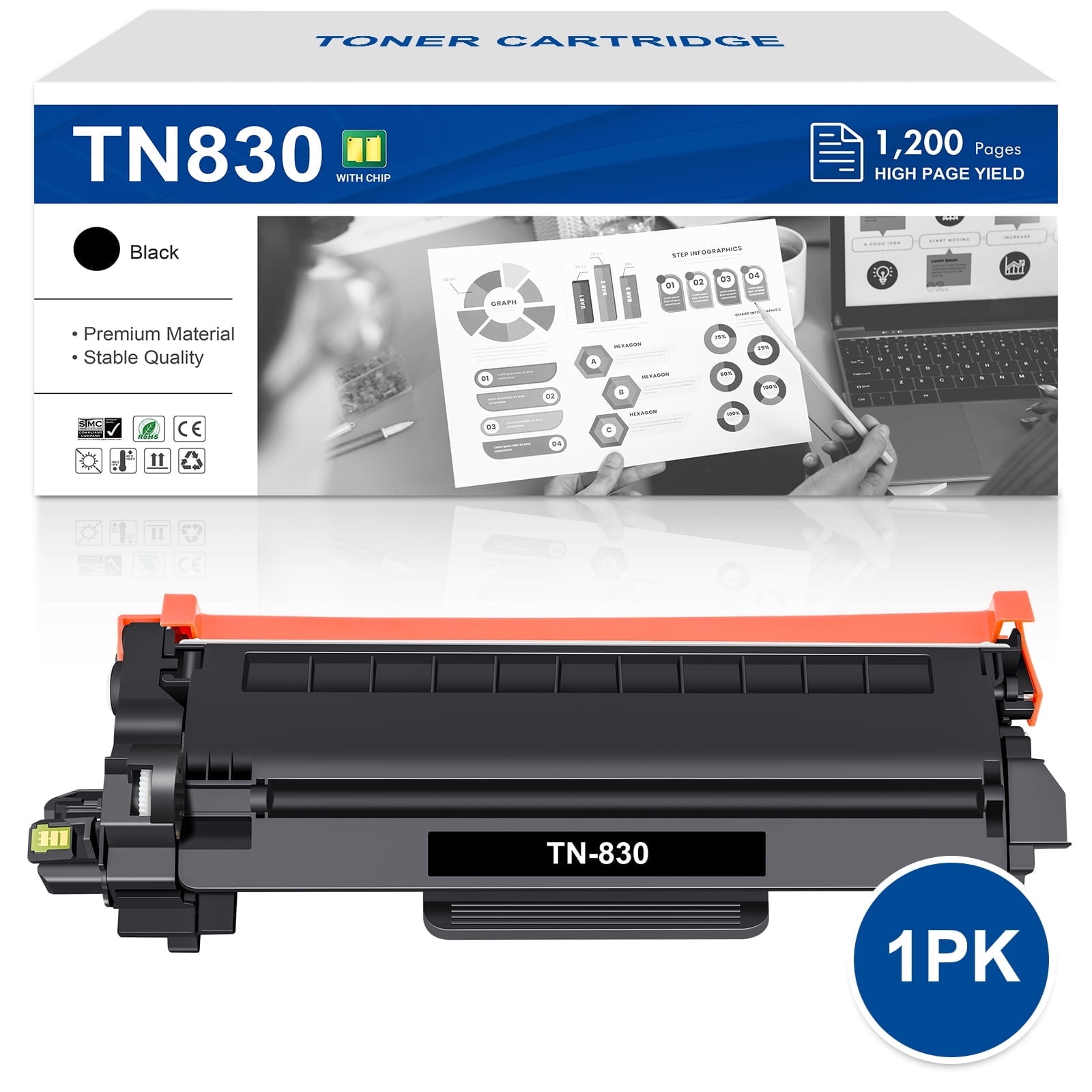 Aztech TN830XL TN830 Toner Cartridges Black, High Yield