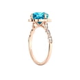 thumbnail image 3 of Blue Topaz 1.25 ctw Ring with Diamonds 14K Rose Gold Flower Leaves Halo, 3 of 7
