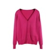 thumbnail image 1 of Innerwin Cardigan Sweater V Neck Ladies Coat Fall Solid Color Loose Outwear Rose Red 5XL, 1 of 2