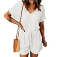 thumbnail image 2 of Lisingtool Clearance Jumpsuits for Women Rompers for Women V Neck Summer Casual Loose Short Sleeve Jumpsuits Elastic Waist Summer Outfits with Pockets S-3XL Clearance sale, 2 of 7