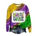 thumbnail image 4 of CEHVOM Chemises Mardi Gras pour Femmes Chandails en Molleton, Chandails en Molleton Mardi Gras Grande Taille, Chandails en Molleton à Manches Longues Col Rond Léopard Graphique Color Block, Chandail Tendance Tops de Carnaval T-Shirt Blouse, 4 of 6