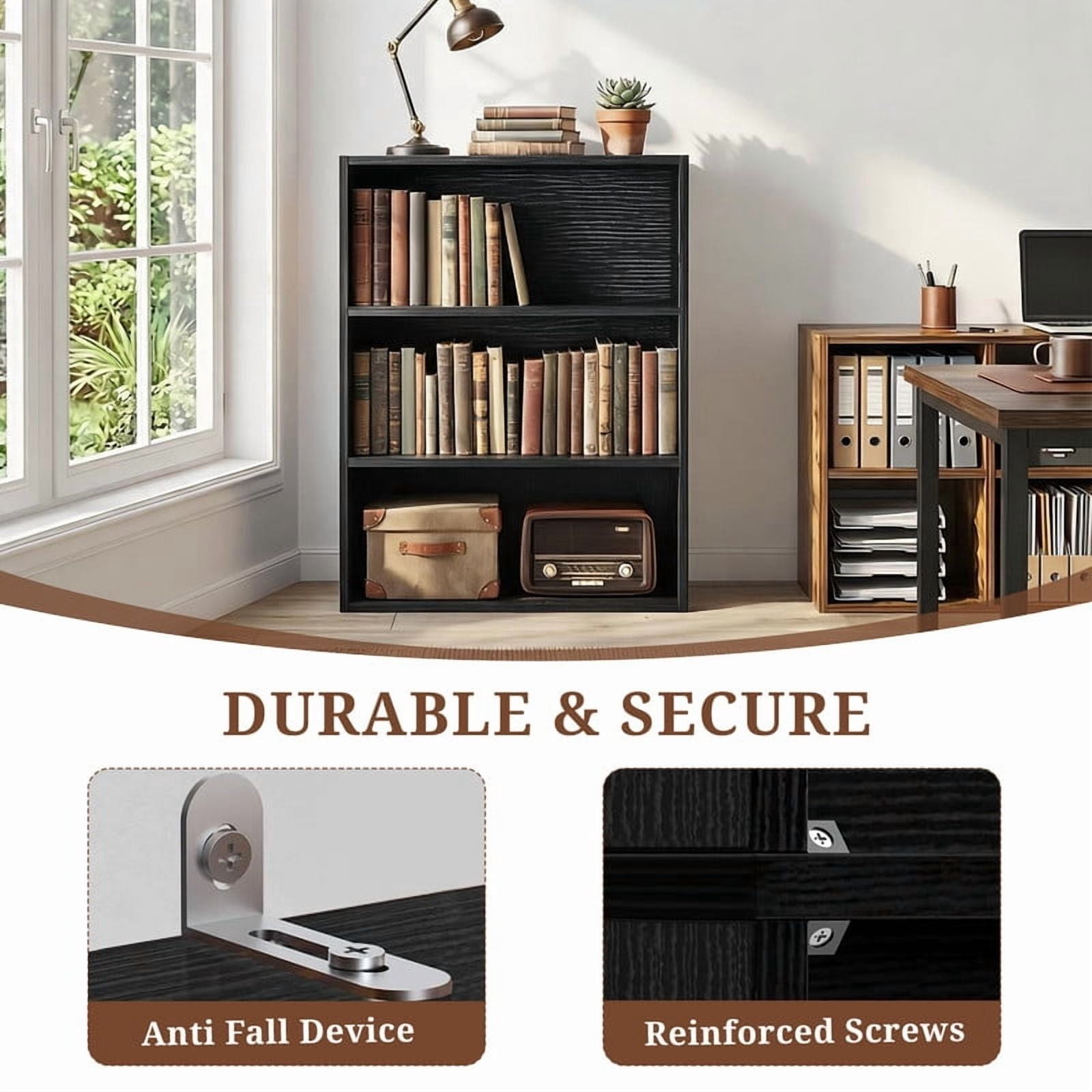 TINKLE WELL 3-Tier Bookshelf, Open Bookcase and Bookshelves, 29