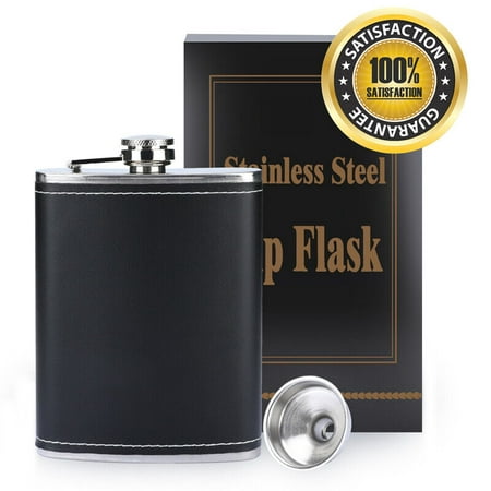 

8 oz 304 Stainless Steel Liquor Alcohol Whiskey Hip Flask Screw Cap with Funnel