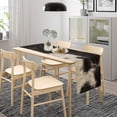 thumbnail image 6 of Cowhide Table Runner Black and White Milk Cow Western Style 3D Cow Fur Skin Texture Table Runner for Living Room Kitchen Dining Table Decoration 13x70in, 6 of 6