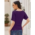 thumbnail image 7 of Women's Solid Short Sleeve Boat Neck Dolman Top with Side Shirring Trendy Casual Loose Fit T-Shirt, 7 of 7