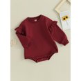 thumbnail image 4 of Musuos Baby Girls Romper, 3 6 12 18M Long Sleeve Crew Neck Solid Color Bodysuit Clothes for Casual Daily, 4 of 9