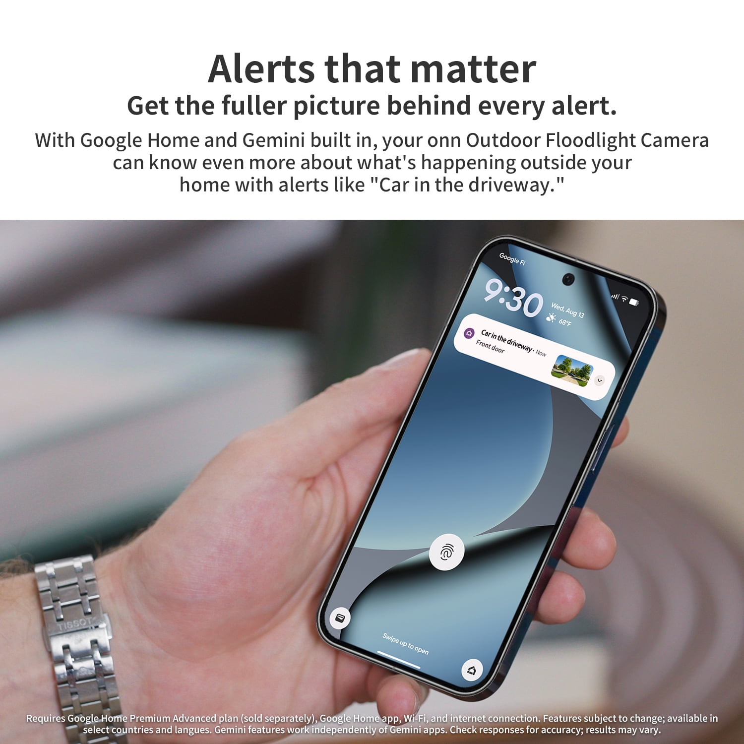 onn Outdoor Floodlight Camera Hardwired , 1080p HDR Video | with Google Home and Gemini – Search Video History, Event Descriptions