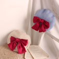 thumbnail image 4 of 2-6 Years Girls Beret Hat Solid Color Keep Warm Cute Red Bow Knot Wool Berets for Going Out, 4 of 10