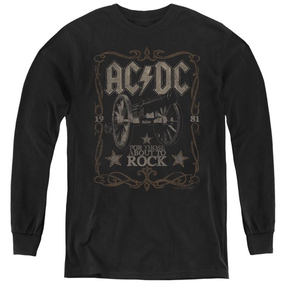 AC/DC Rock Label Youth Long Sleeve T-Shirt Black
