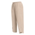 thumbnail image 7 of Vynhevius Womens High Rise Pants Plus Size Wide Leg Smocked Elastic Waistband Casual Relaxed Trousers Solid Color Vacation Bottoms, 7 of 7