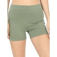 thumbnail image 1 of Womens & Plus Soft Cotton Stretch Wide Waist Band High Waist Active Short Hot Pant (Lt Olive, L), 1 of 3