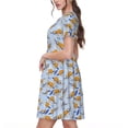 thumbnail image 2 of Daiia Robes Imprimé Paresseux Mignon pour Femmes 2025 Robes Tendance à Manches Courtes Robes Maxi Décontractées Amples et Fluides, 2 of 6