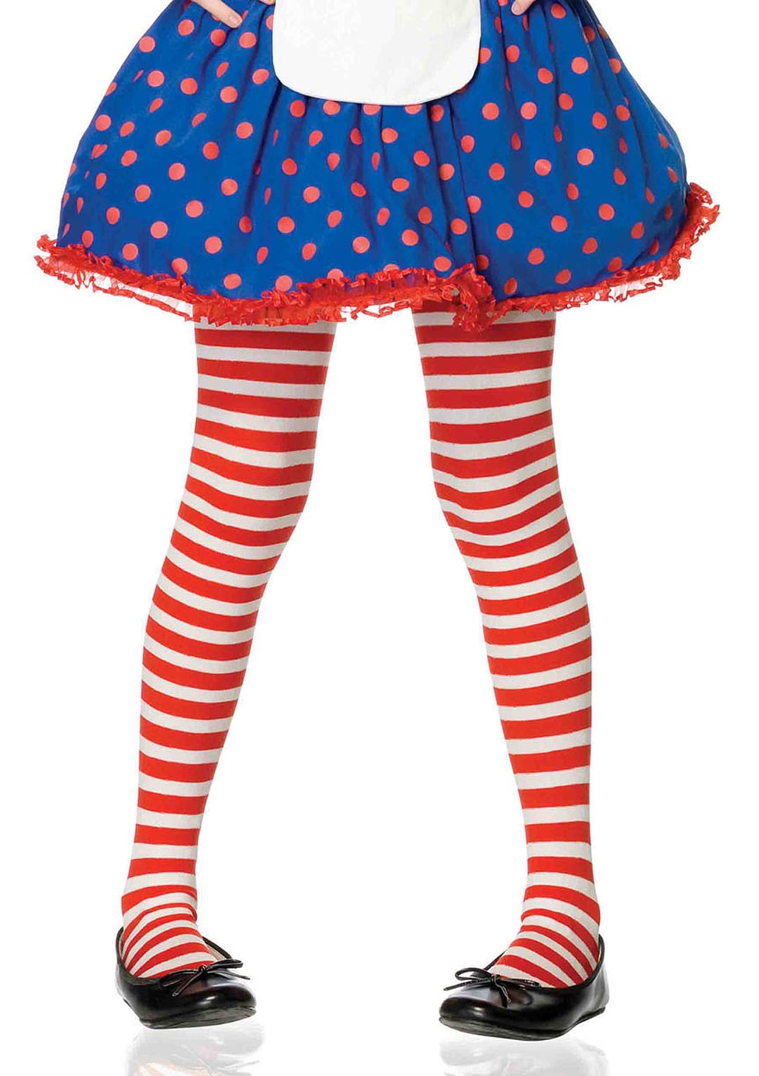 Size XLarge Red & White Striped Girls Tights Enchanted Costumes Halloween 