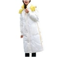 thumbnail image 6 of Lovskoo Womens Winter Coats Hooded Quilted Jacket Long Sleeve Mid-Length Over-The-Knee Wear Reversible Thick Cotton-Padded Jacket White, 6 of 8