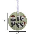 thumbnail image 4 of Pandas Santa Hats Soft Green Bamboo 4 inch MDF Wood Christmas Ornaments Set of 4, 4 of 5