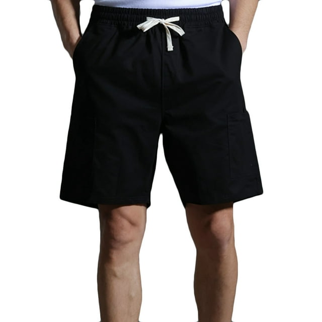 Timegard Cargo Shorts Men Straight Leg Elastic High Waist Loose Active Outdoor Solid Color Shorts