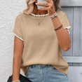 thumbnail image 6 of Women's Ribbed Sweater Crew Neck Short Sleeve Loose Fit Knit Pullover Tops 2026 Spring Summer Trendy Casual Clothes, 6 of 7