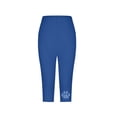 thumbnail image 5 of MLQIDK Pedal Pushers for Women Capri Leggings Dressy Casual High Waisted Knee Length Capris Trendy Summer Yoga Capri Pants with Pockets Royal Blue XL, 5 of 5