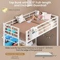 thumbnail image 6 of Twin Over Twin Size Bunk Bed Frame with Desk L-Shaped Metal Bunk Bed with Led Lights & Charging Station for for Adults, Twin Loft Bed Frame with Storage Shelves & Safety Guardrail & Ladder, White, 6 of 9