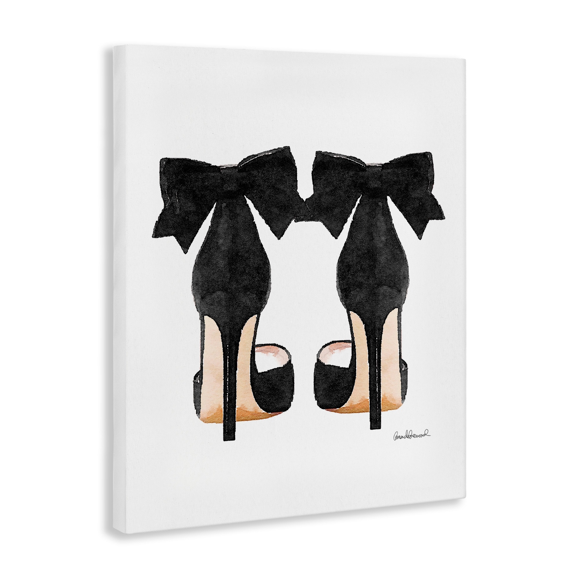Stupell Industries Pumps Heels With Black Bow Oversized Canvas Art