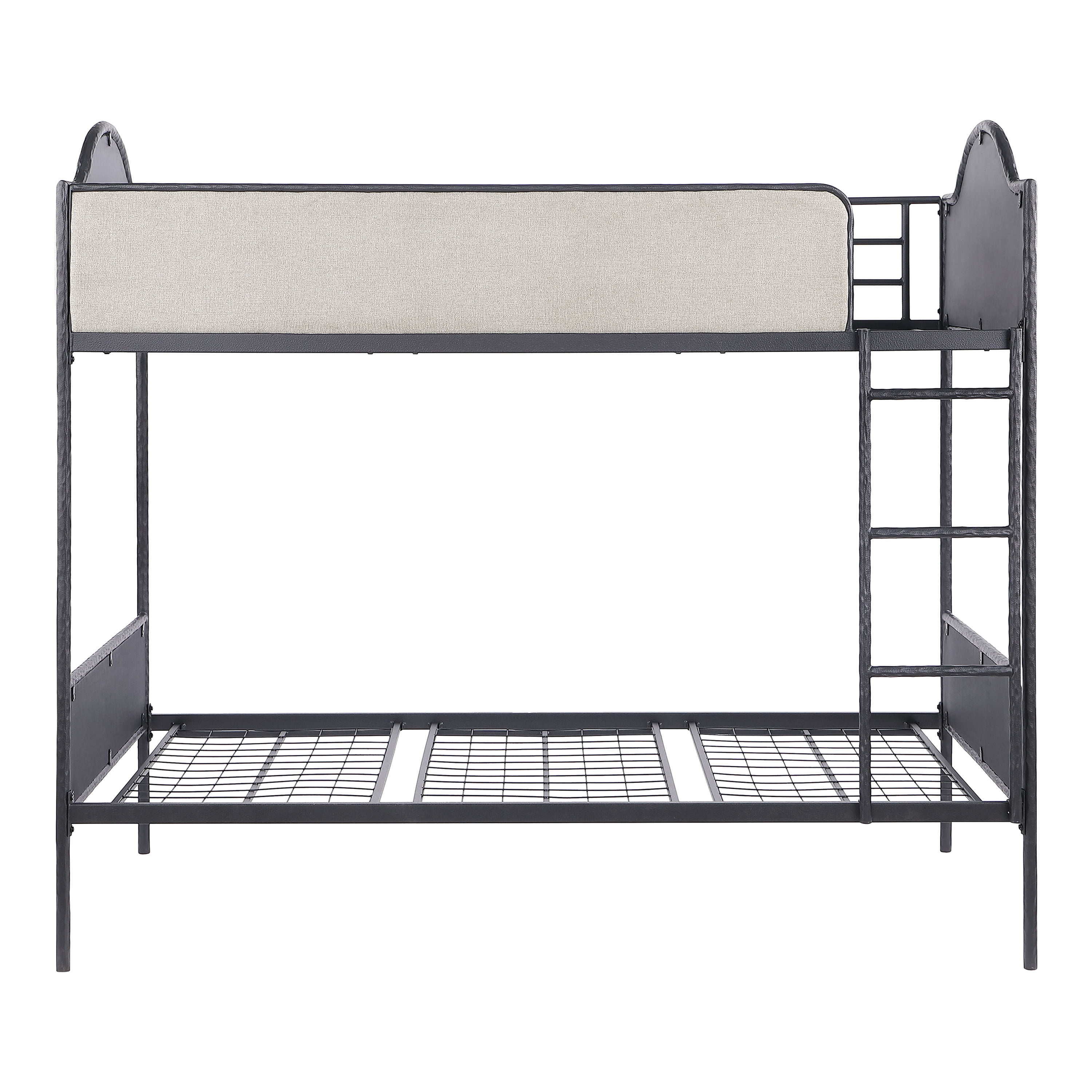 Furniture of America Rima Modern Kids Metal Twin over Twin Bunk Bed with Reversible Ladder, Black