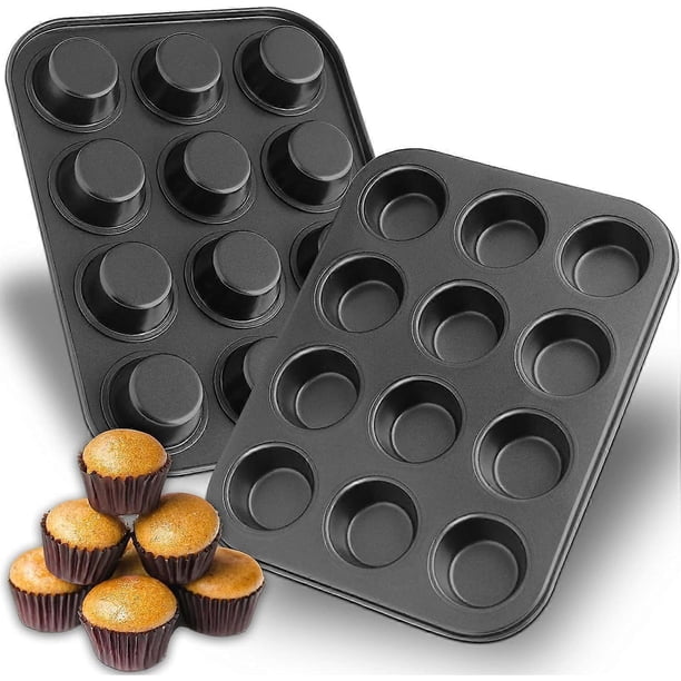Non-Stick 12 Cup Muffin Pan, Muffin Tin - BPA Free and Dishwasher Safe Muffin Pan Cupcake Pan - Bakeware Bread (Set of 2)