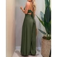 thumbnail image 6 of ChicMe Jumpsuits for Women Spaghetti Strap Sleeveless Cut-Out Waist Backless Tie-Back Ruched Wide Leg Vacation Summer Womens Rompers Green-L, 6 of 8
