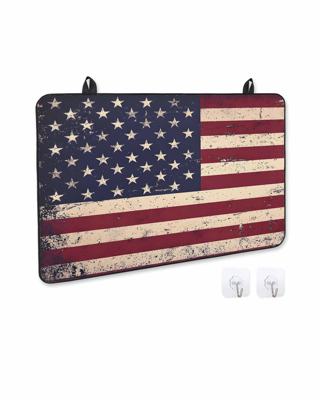 nqOlkjepod Large Induction Cooktop Protector Mat 24"x21", American Flag Vintage Stove Top Covers for Electric Stove, Rustic Stars And Stripes US Flag Stove Burner Cover Mats, Glass Top Stove Cover