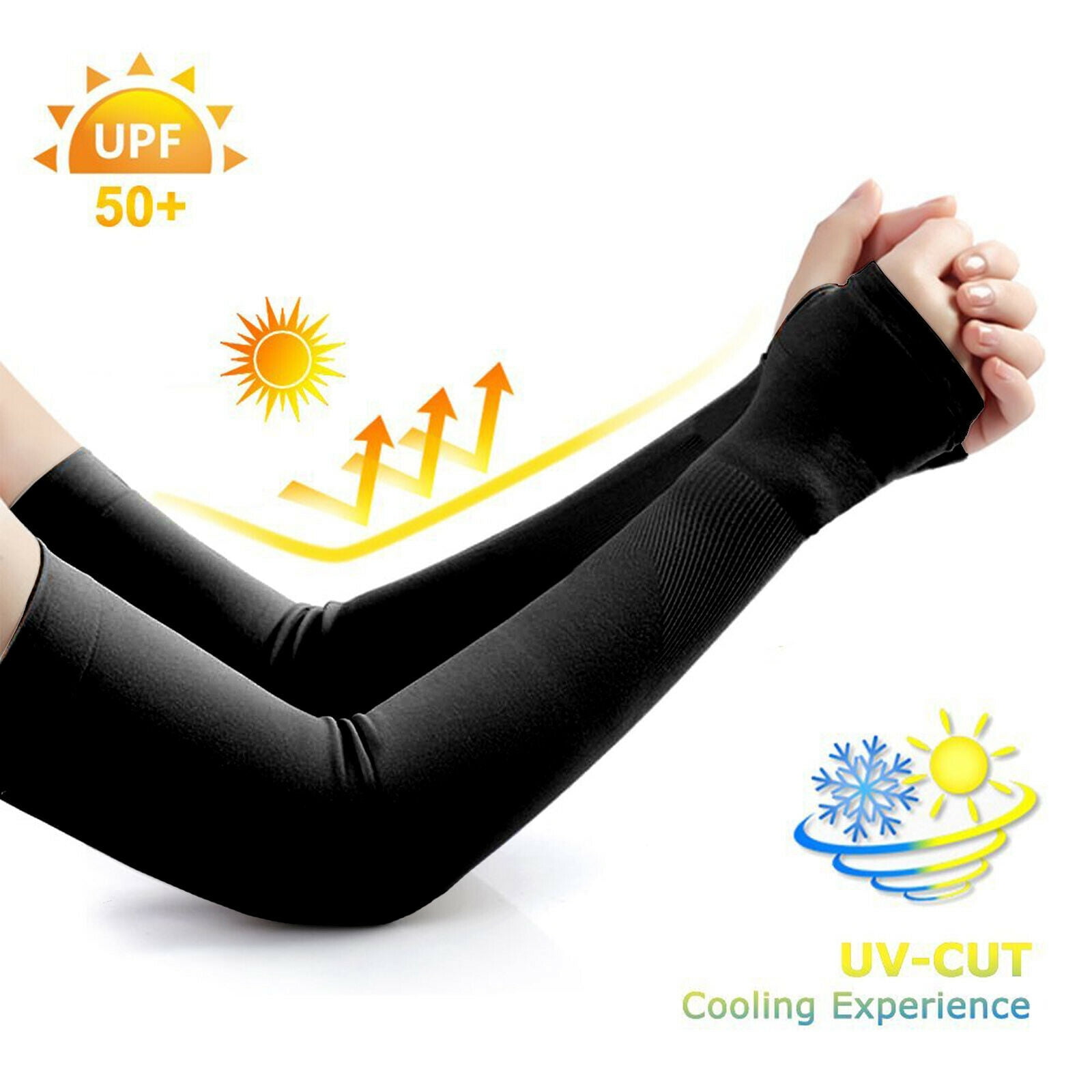 Cooling Athletic Sport Skins Arm Sleeves Gloves Sun Protective UV Cover Cycling. 