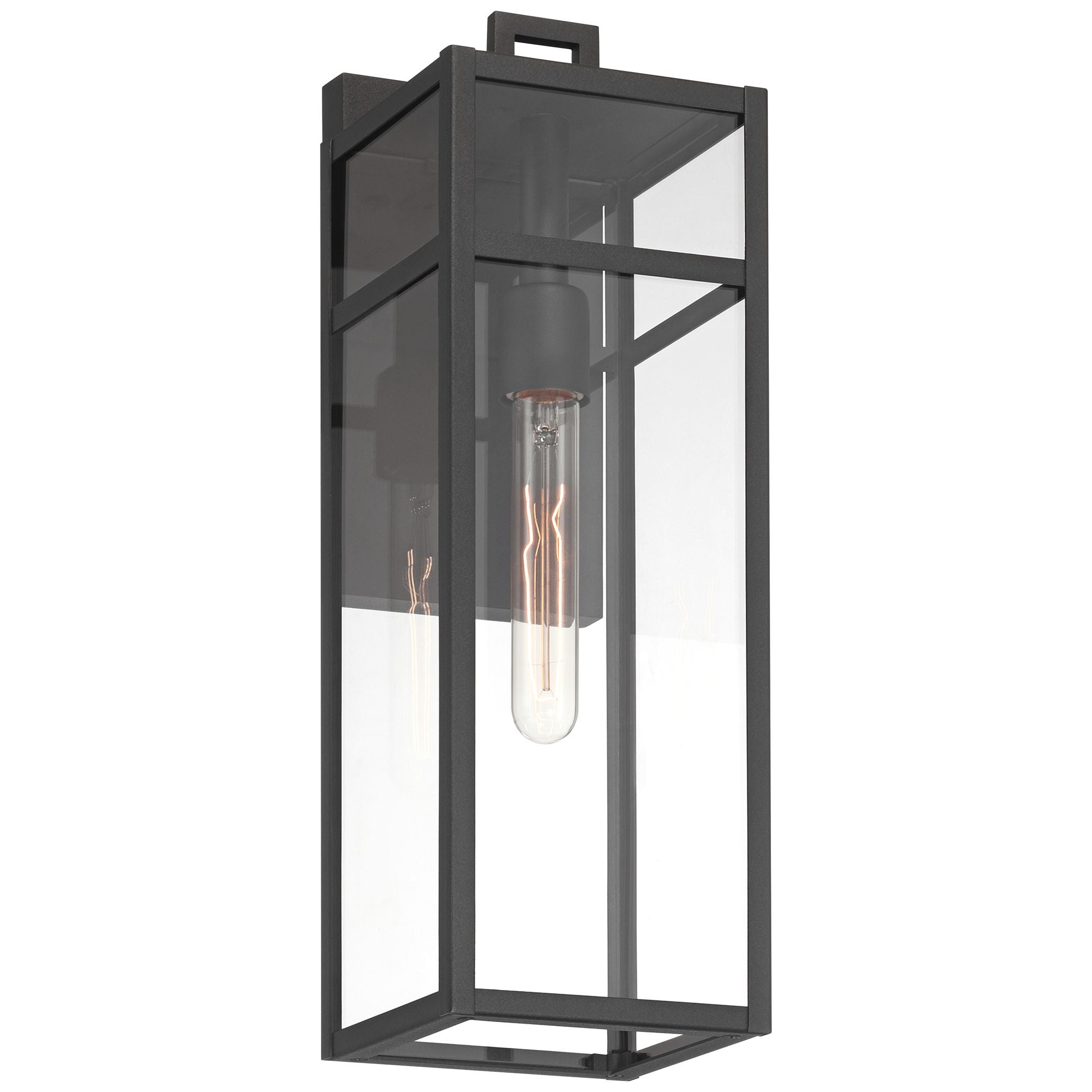 John Timberland San Lucas 18 3/4" High Modern Outdoor Wall Light Fixture Mount Porch House Set of 2 Sand Black Metal Glass Shade