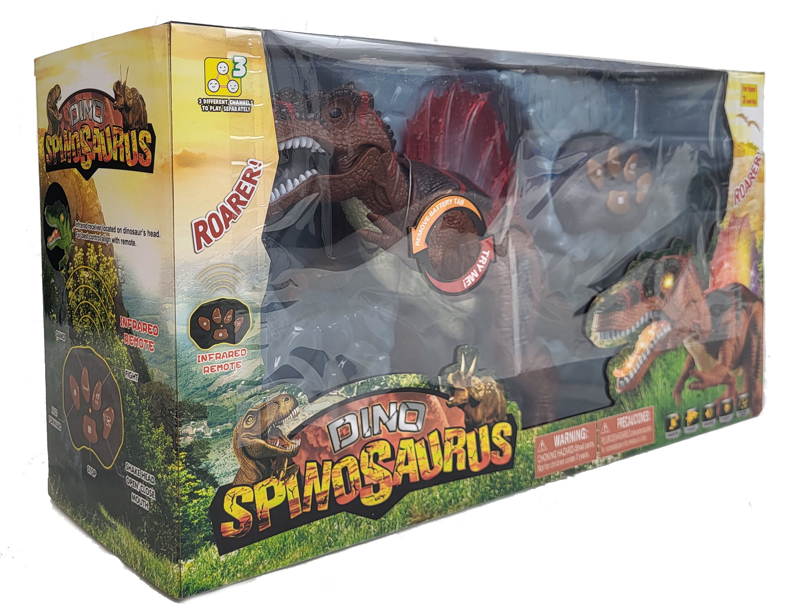 2 x Large Walking and Shake Head with Roar Sound and Light Dinosaur Toys Multi Pack