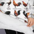 thumbnail image 3 of Oversized Wearable Blanket Hoodie,White Chicken Breed Pattern Sherpa Blanket Hoodie with Super Pockets,Super Warm Fuzzy Pullover for Women & Men, 3 of 6