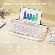 Wireless Typewriter Keyboard, Bluetooth, Retro Design, Stand for Tablet, Phone, PC