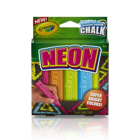 Crayola Washable Sidewalk Chalk, Neon 5 Pack